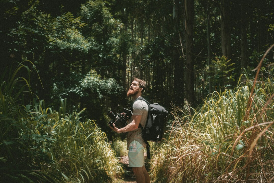 hiker in forest